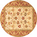 Round Oriental Brown Traditional Rug, tr3006brn