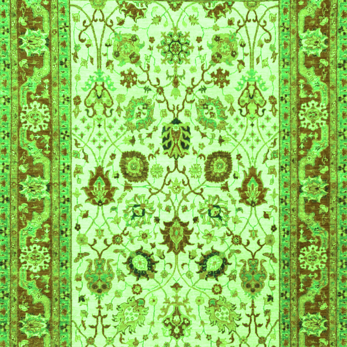 Serging Thickness of Machine Washable Oriental Green Traditional Area Rugs, wshtr3006grn