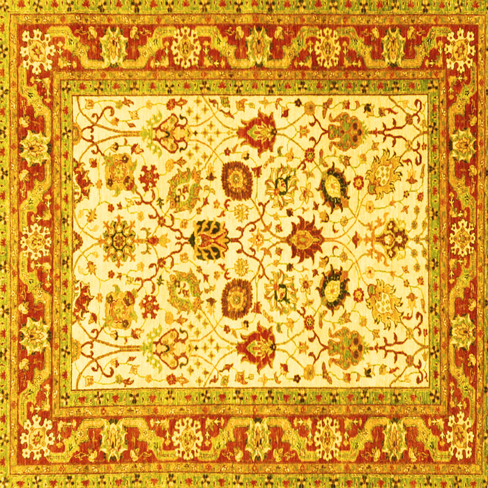 Square Machine Washable Oriental Yellow Traditional Rug, wshtr3006yw