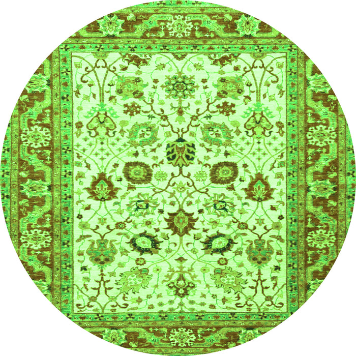 Square Oriental Green Traditional Rug, tr3006grn