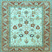 Square Machine Washable Oriental Light Blue Traditional Rug, wshtr3006lblu