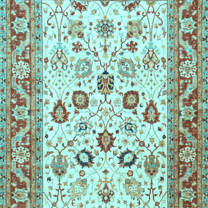 Machine Washable Oriental Light Blue Traditional Rug, wshtr3006lblu