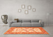 Machine Washable Oriental Orange Traditional Area Rugs in a Living Room, wshtr3006org