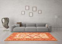 Machine Washable Oriental Orange Traditional Rug, wshtr3006org