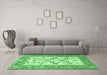 Machine Washable Oriental Emerald Green Traditional Area Rugs in a Living Room,, wshtr3006emgrn