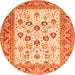 Square Oriental Orange Traditional Rug, tr3006org