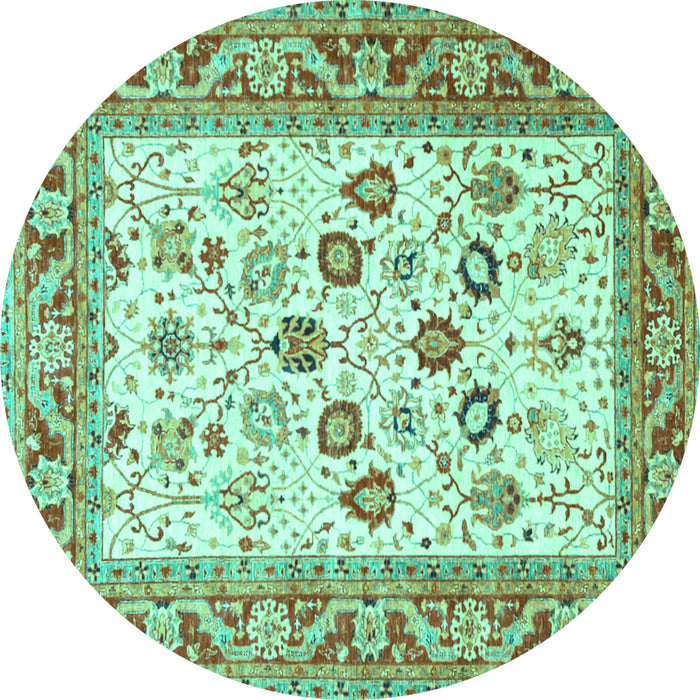 Round Oriental Turquoise Traditional Rug, tr3006turq