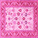 Square Oriental Pink Traditional Rug, tr3006pnk