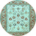 Round Oriental Light Blue Traditional Rug, tr3006lblu