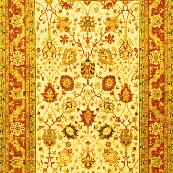 Machine Washable Oriental Yellow Traditional Rug, wshtr3006yw
