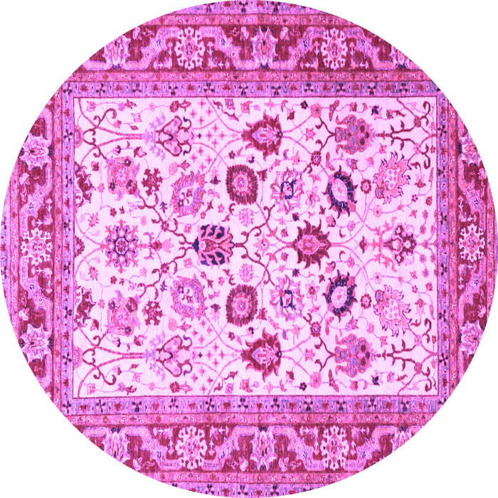 Round Oriental Purple Traditional Rug, tr3006pur