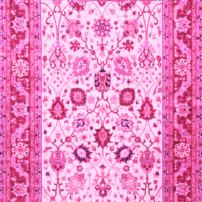 Machine Washable Oriental Pink Traditional Rug, wshtr3006pnk