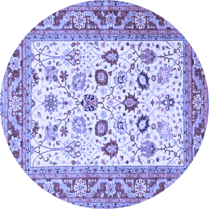 Round Oriental Blue Traditional Rug, tr3006blu