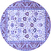 Round Oriental Blue Traditional Rug, tr3006blu