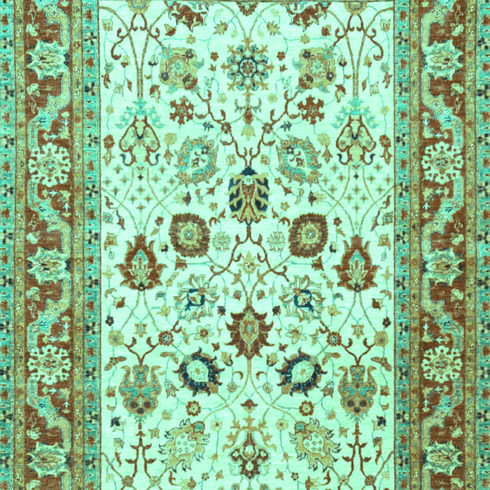 Machine Washable Oriental Turquoise Traditional Area Rugs, wshtr3006turq