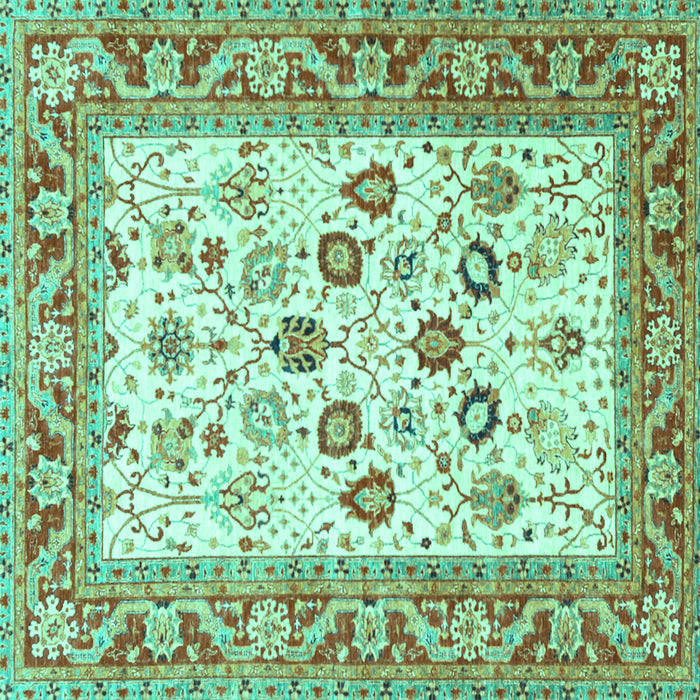 Square Oriental Turquoise Traditional Rug, tr3006turq