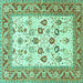 Square Oriental Turquoise Traditional Rug, tr3006turq