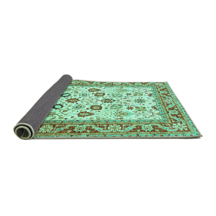Sideview of Oriental Turquoise Traditional Rug, tr3006turq