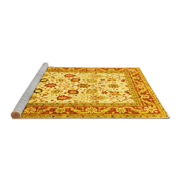 Sideview of Machine Washable Oriental Yellow Traditional Rug, wshtr3006yw