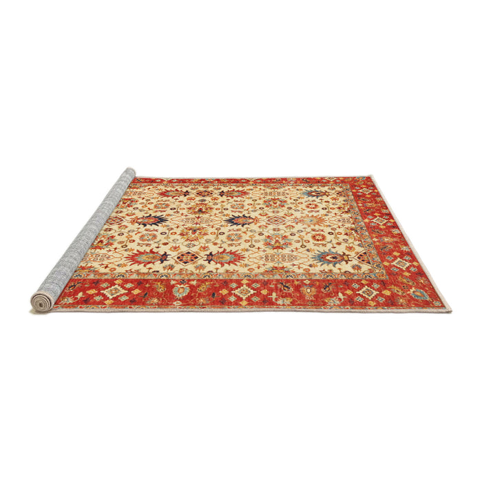 Sideview of Machine Washable Traditional Fire Red Rug, wshtr3007