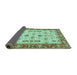 Sideview of Oriental Turquoise Traditional Rug, tr3007turq
