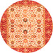 Square Oriental Orange Traditional Rug, tr3007org