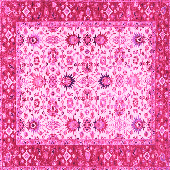 Square Oriental Pink Traditional Rug, tr3007pnk