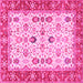 Square Oriental Pink Traditional Rug, tr3007pnk