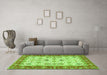 Machine Washable Oriental Green Traditional Area Rugs in a Living Room,, wshtr3007grn