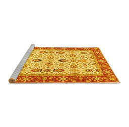 Sideview of Machine Washable Oriental Yellow Traditional Rug, wshtr3007yw