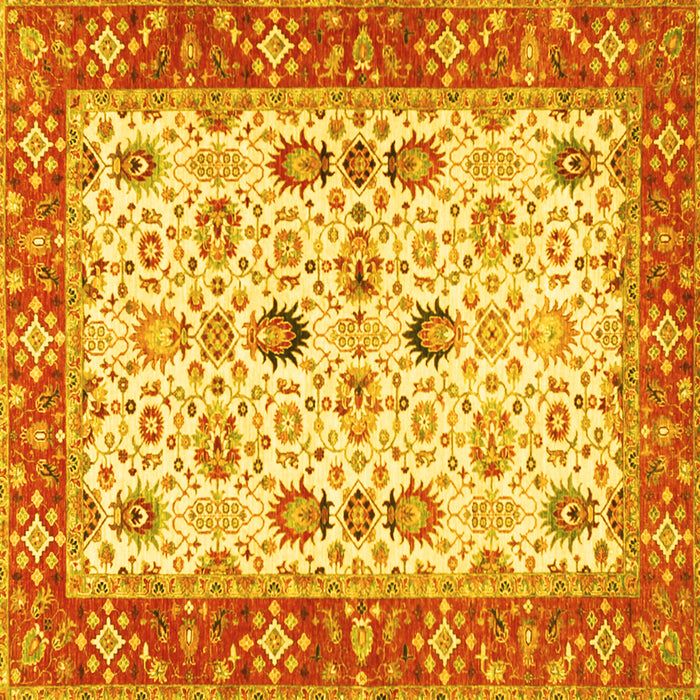Square Oriental Yellow Traditional Rug, tr3007yw