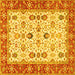 Square Oriental Yellow Traditional Rug, tr3007yw