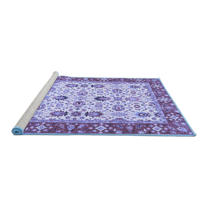 Sideview of Machine Washable Oriental Blue Traditional Rug, wshtr3007blu