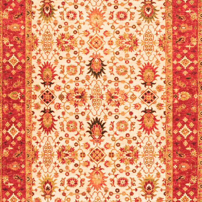 Serging Thickness of Machine Washable Oriental Orange Traditional Area Rugs, wshtr3007org