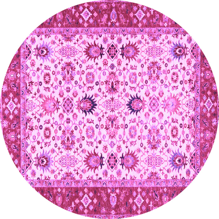 Round Oriental Purple Traditional Rug, tr3007pur