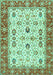 Machine Washable Oriental Turquoise Traditional Area Rugs, wshtr3007turq