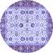 Round Machine Washable Oriental Blue Traditional Rug, wshtr3007blu