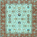 Square Oriental Light Blue Traditional Rug, tr3007lblu