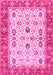 Machine Washable Oriental Pink Traditional Rug, wshtr3007pnk