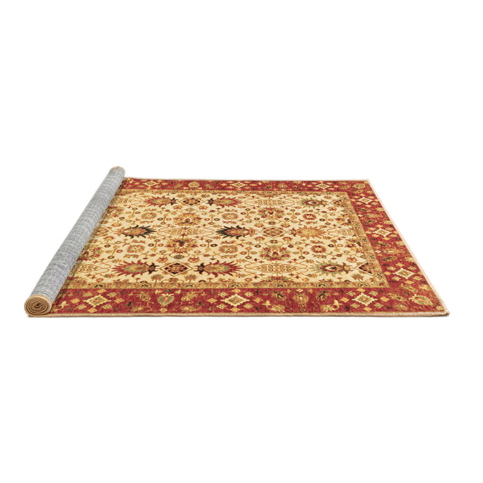 Sideview of Machine Washable Oriental Brown Traditional Rug, wshtr3007brn