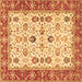 Square Oriental Brown Traditional Rug, tr3007brn