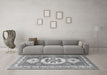 Machine Washable Geometric Gray Traditional Rug in a Living Room,, wshtr3008gry