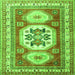 Round Machine Washable Geometric Green Traditional Area Rugs, wshtr3008grn