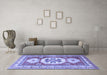 Machine Washable Geometric Blue Traditional Rug in a Living Room, wshtr3008blu