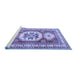 Sideview of Machine Washable Geometric Blue Traditional Rug, wshtr3008blu