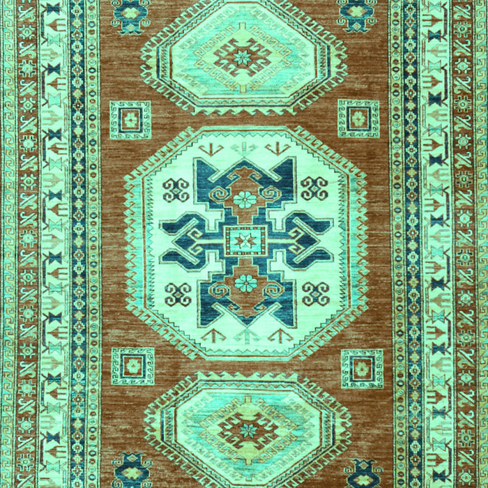 Geometric Turquoise Traditional Rug, tr3008turq