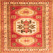 Round Machine Washable Geometric Orange Traditional Area Rugs, wshtr3008org