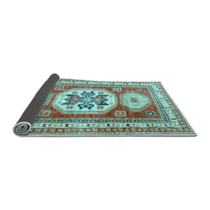 Sideview of Geometric Light Blue Traditional Rug, tr3008lblu
