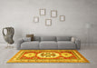 Machine Washable Geometric Yellow Traditional Rug in a Living Room, wshtr3008yw