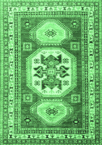 Geometric Emerald Green Traditional Rug, tr3008emgrn